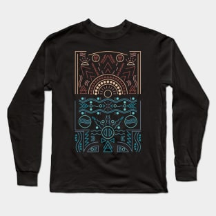 Boho Sun and Ocean Abstract Design Long Sleeve T-Shirt